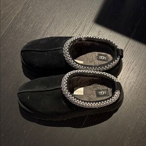 UGG Black Slippers with Patterned Trim